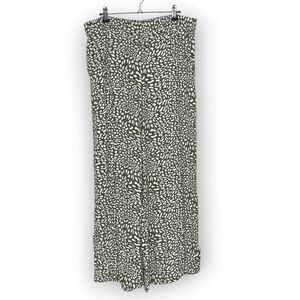 Ann Taylor Loft Wide Leg White Green Animal Print Crop Pants Women's Size Large